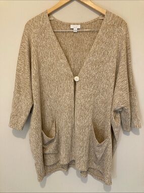 J.Jill Pure Jill linen blend one button cardigan Sz XL short sleeve